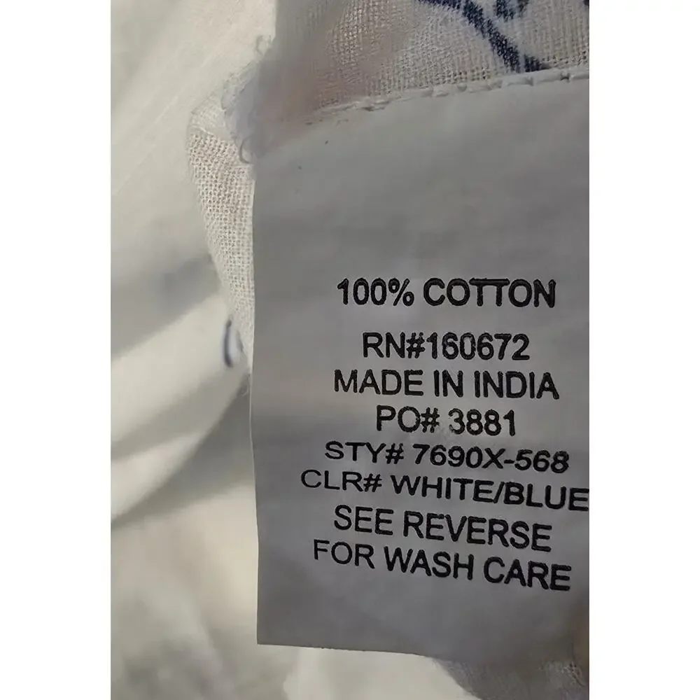 Women's Blue Island Blue/White Shells Top Tunic 100% Cotton Sz 3XL - Picture 7 of 7